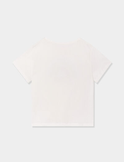 T-shirt noué manches courtes coton ivoire fille