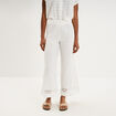 Pantalon large &eacute;lastiqu&eacute;e gaze coton blanc femme