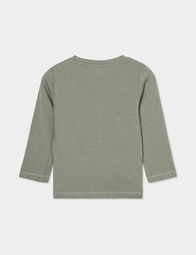T-shirt manches longues en coton vert kaki bébé garçon