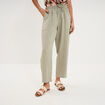 Pantalon fluide carotte &eacute;lastiqu&eacute;e vert kaki femme