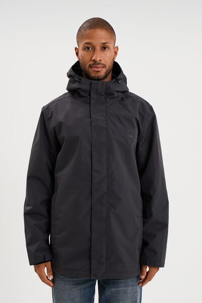 Parka chaude 3-en-1 imperm&eacute;able gris fonc&eacute; homme