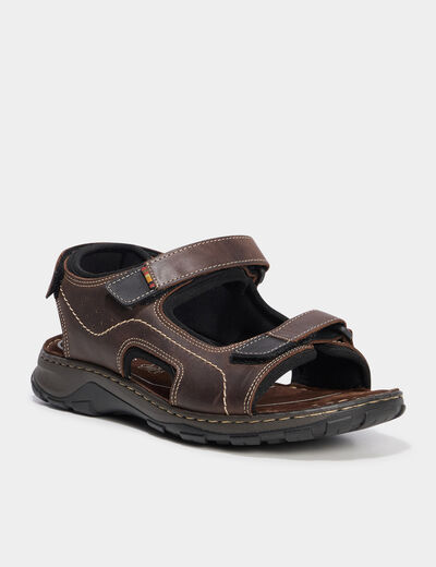 Sandales avec scratchs marron homme