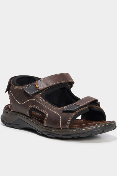Sandales avec scratchs marron homme