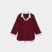 Pull effet 2-en-1 avec manches 3/4 rose framboise femme grande taille