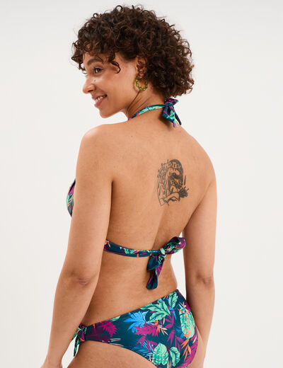 Haut de maillot de bain forme triangle bleu p&eacute;trole femme