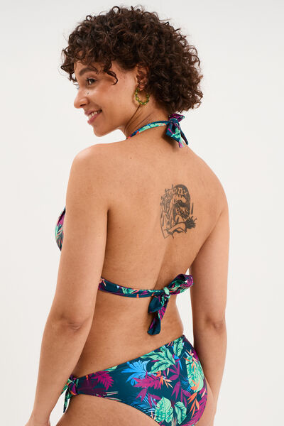 Haut de maillot de bain forme triangle bleu p&eacute;trole femme