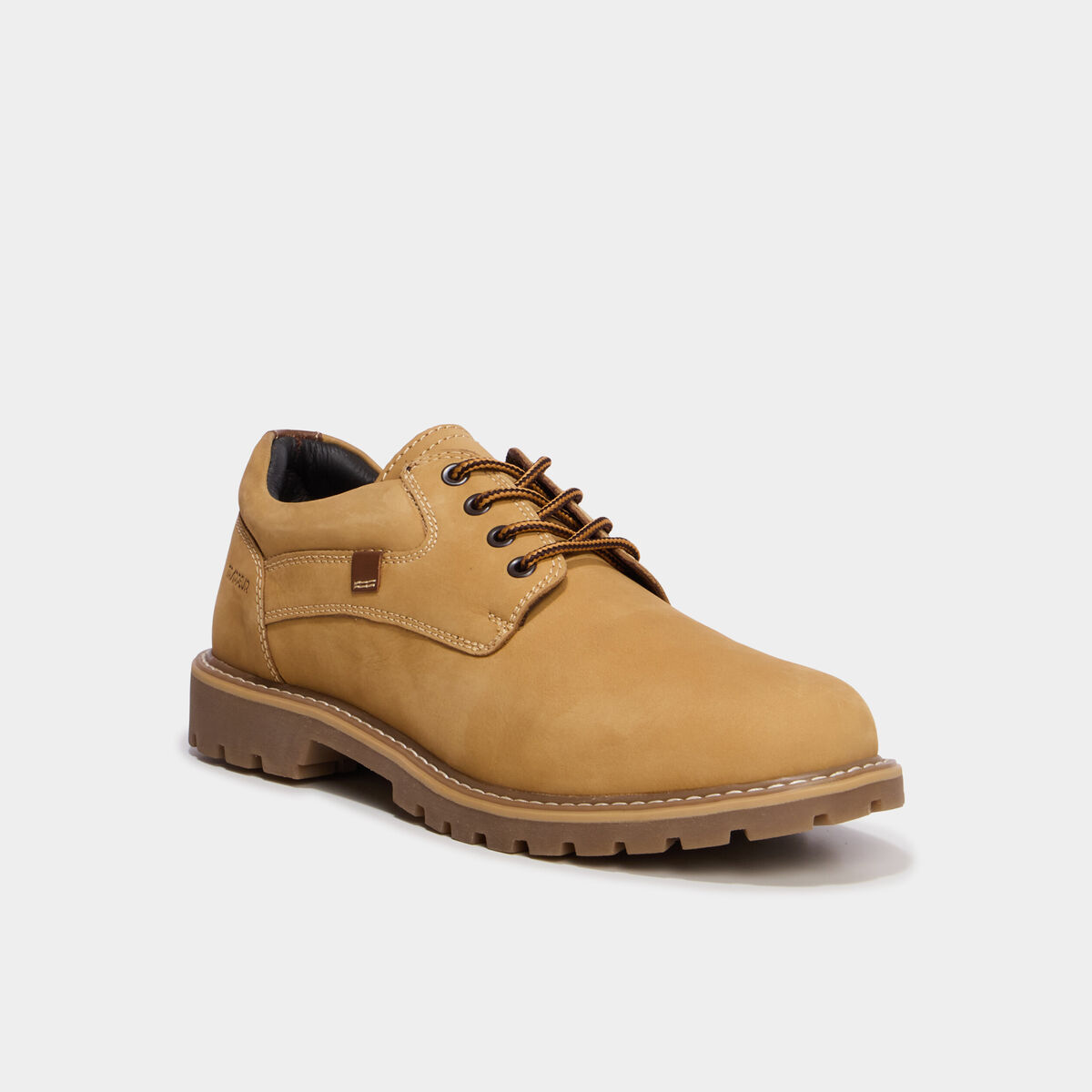 Derbies en cuir &agrave; lacets jaune homme