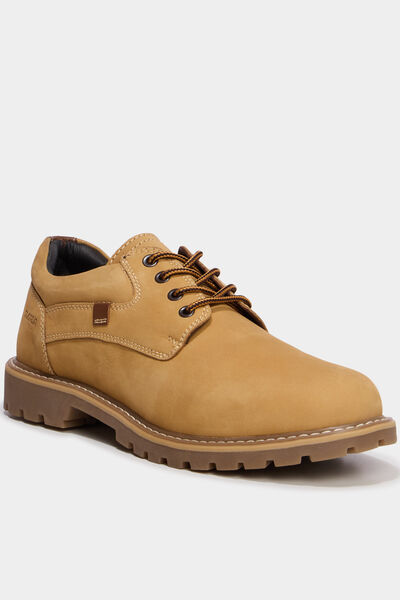 Derbies en cuir &agrave; lacets jaune homme