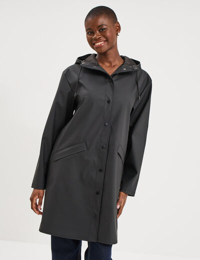 Parka imperm&eacute;able coupe-vent &agrave; capuche noir femme