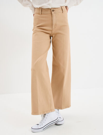 Pantalon large 7/8ème coton sable femme