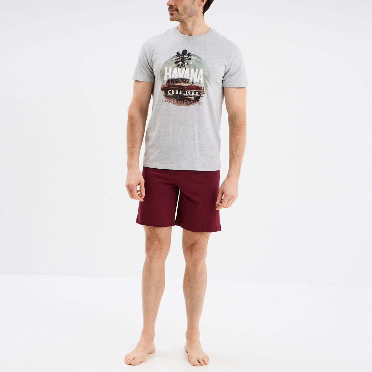 Ensemble pyjama short gris homme