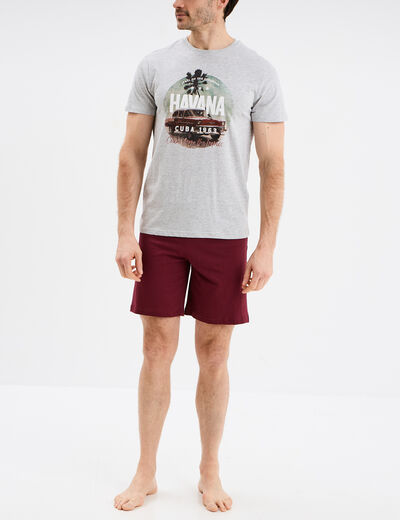 Ensemble pyjama short gris homme