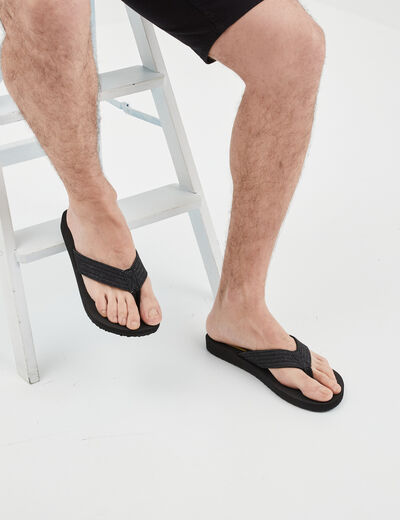 Tongs brides en jean jaune homme