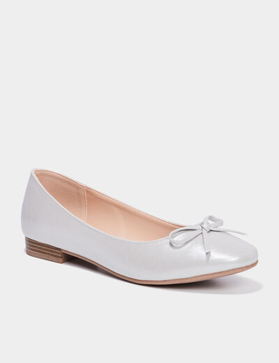 Ballerines à bouts carrés gris argent femme