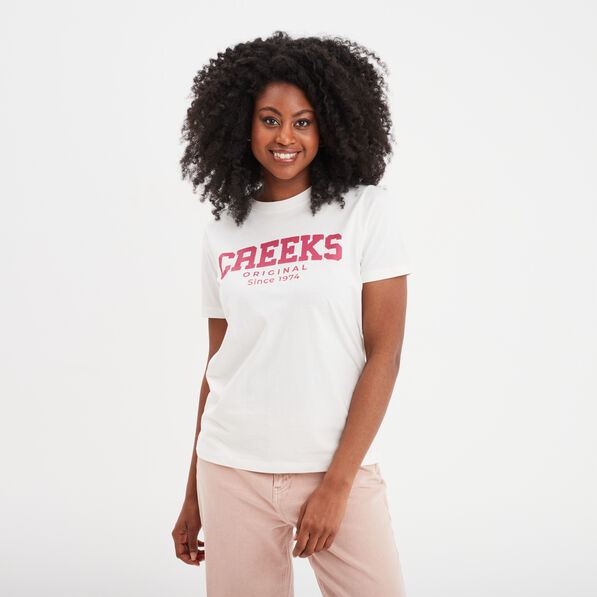 t shirt oversize col rond coton creeks blanc femme T-shirt oversize col rond coton Creeks blanc femme