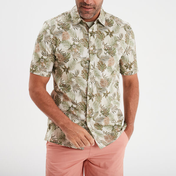Chemise manches courtes en coton creme homme