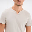 T-shirt manches courtes col tunisien gris clair homme