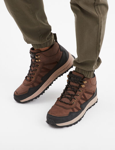 Baskets montantes à lacets marron cognac homme