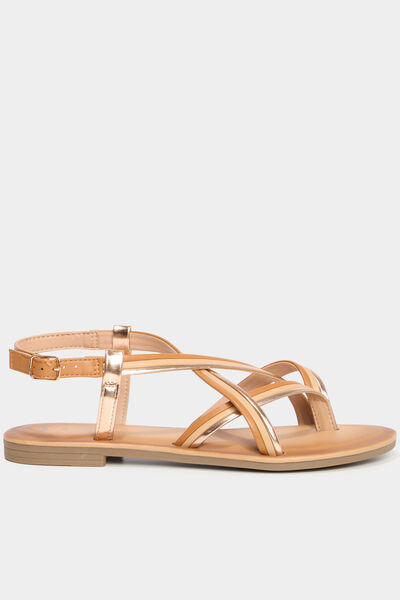 Sandales plates multibrides multicolore femme