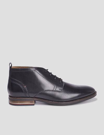 Boots à lacets en cuir noir homme