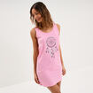 Chemise de nuit sans manches coton rose femme
