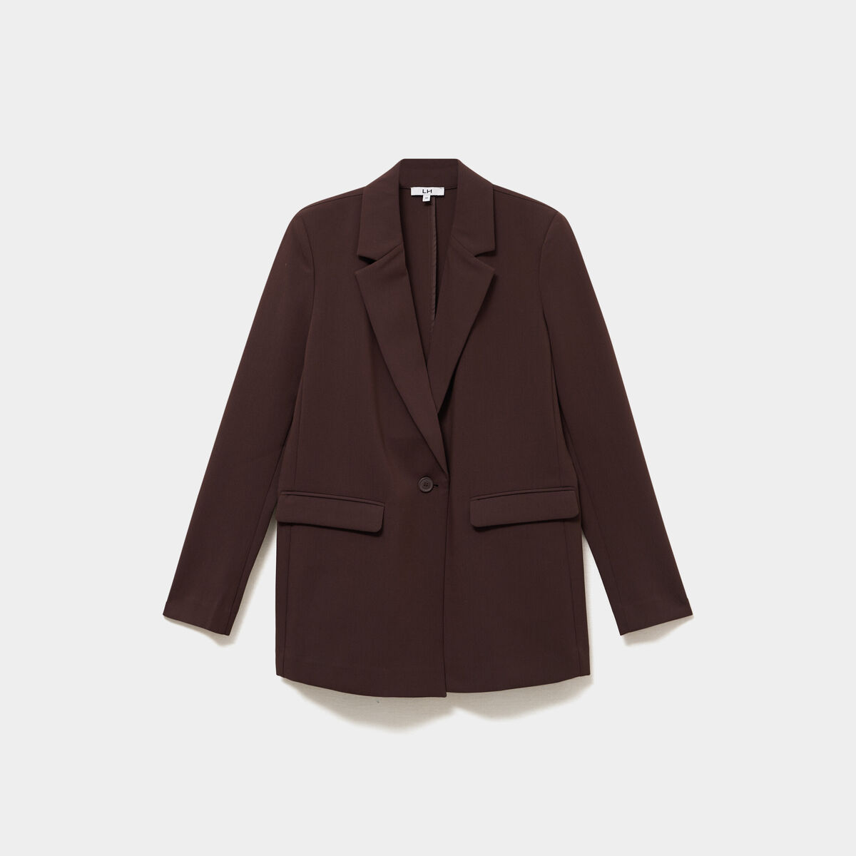 Blazer ajust&eacute; mi-long 1 bouton marron fonc&eacute; femme