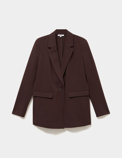 Blazer ajust&eacute; mi-long 1 bouton marron fonc&eacute; femme