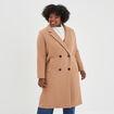 Manteau long double boutonnage taupe femme grande taille