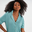 Ensemble pyjama fluide short et chemise bleu gris femme