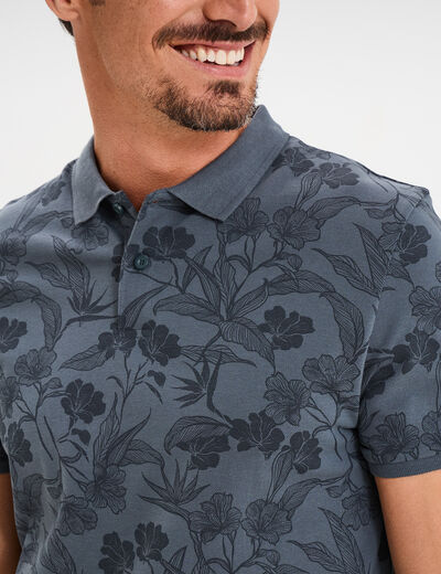 Polo droit manches courtes coton bleu foncé homme