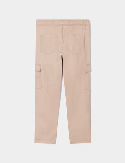 Pantalon cargo taille élastiquée marron clair garçon