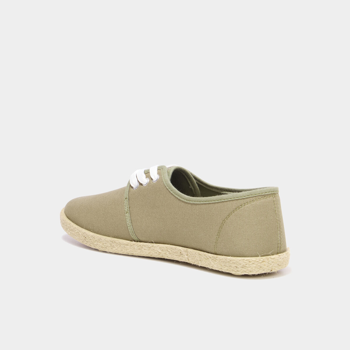 Derbies en toile &agrave; lacets vert kaki femme
