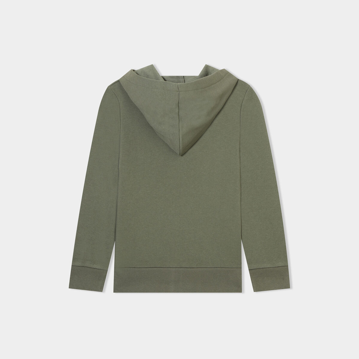 Sweat zipp&eacute; &agrave; capuche molleton vert kaki gar&ccedil;on