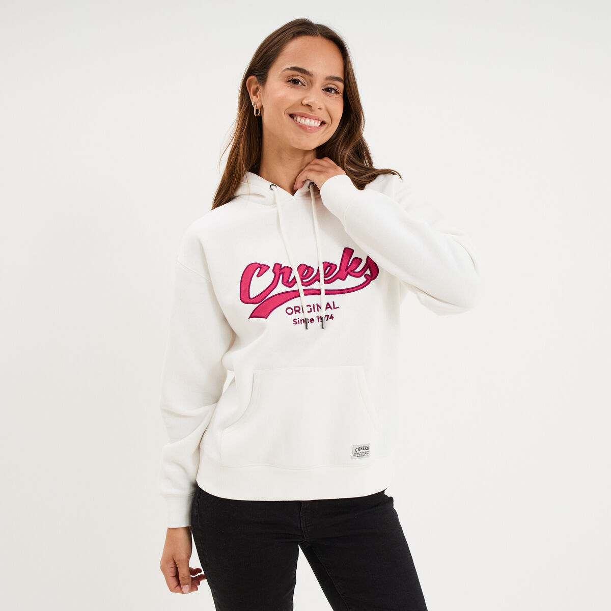 Sweat &agrave; capuche hoodie blanc femme