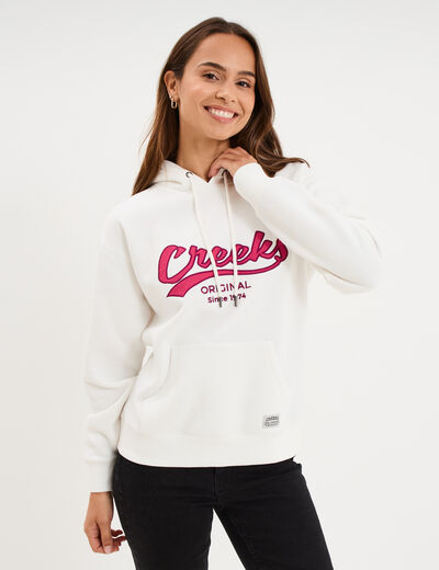 Sweat &agrave; capuche hoodie blanc femme