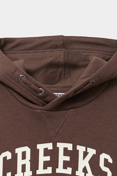 Sweat hoodie 1 poche capuche marron fonc&eacute; gar&ccedil;on
