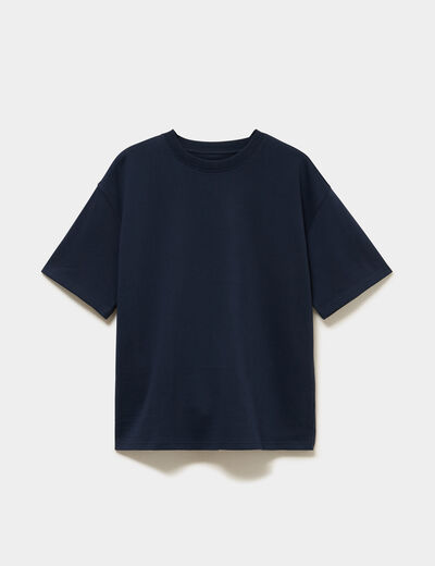 T-shirt col rond droit relax fit bleu marine homme