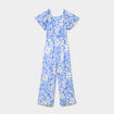 Combinaison pantalon manches courtes bleu fille