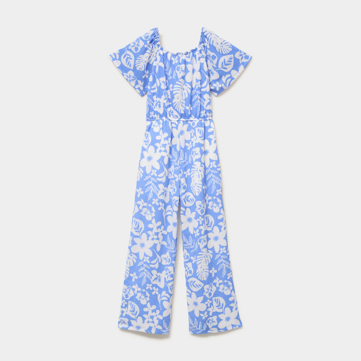 Combinaison pantalon manches courtes bleu fille