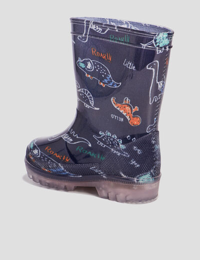 Bottes de pluie lumineuses bleu marine b&eacute;b&eacute; fille