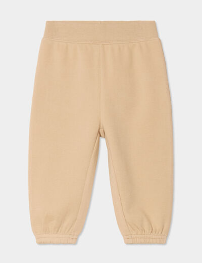 Pantalon jogging taille élastiquée coton marron clair bébé garçon