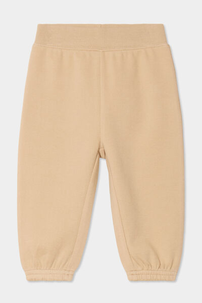 Pantalon jogging taille &eacute;lastiqu&eacute;e coton marron clair b&eacute;b&eacute; gar&ccedil;on