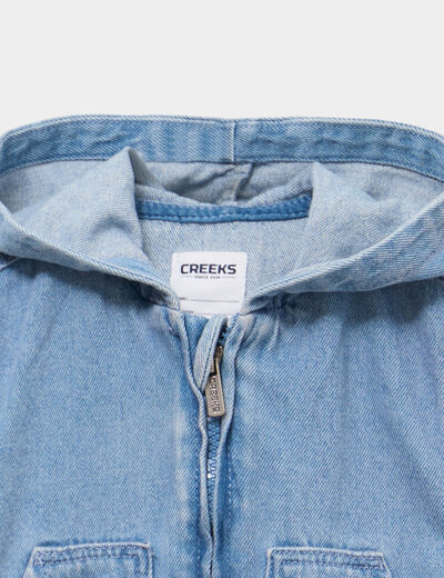 Blouson en jean &agrave; capuche coton denim bleach b&eacute;b&eacute; gar&ccedil;on