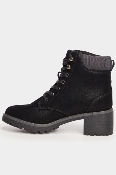Bottines &agrave; talons et lacets noir femme