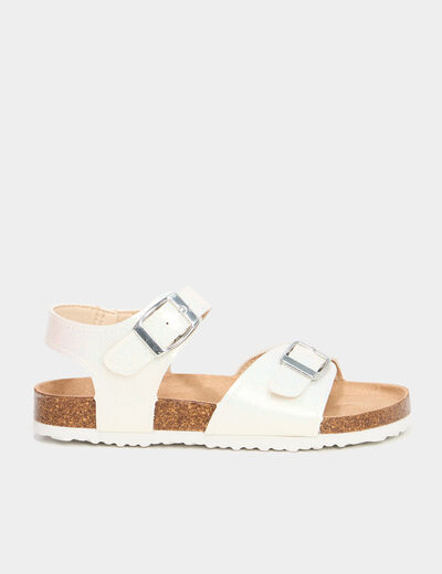 Sandales plates avec boucles blanc fille