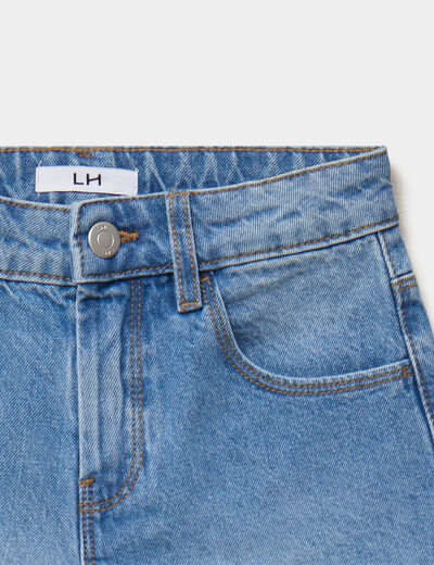 Short en jean taille ajustable coton denim stone fille