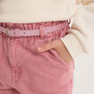 Pantalon paperbag mom taille élastiquée vieux rose fille