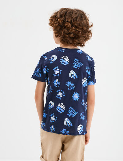 T-shirt manches courtes coton bleu pastel garçon