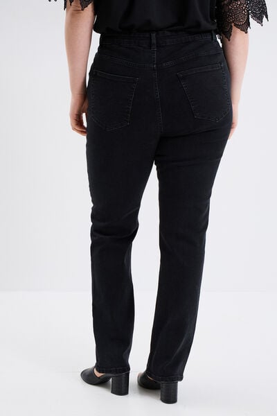 Jeans droit taille haute denim noir femme grande taille
