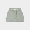 Short en jean ceinture élastiquée vert foncé femme